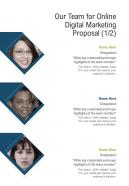 Our Team For Online Digital Marketing Proposal One Pager Sample Example Document