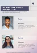 Our Team For Pr Proposal One Pager Sample Example Document