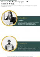 Our Team For Pr Strategy Proposal One Pager Sample Example Document