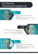 Our Team For Product Sale Proposal One Pager Sample Example Document