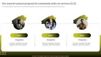 Our Team For Project Proposal For Community Radio Air Services Ppt Template