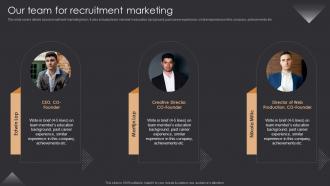 Our Team For Recruitment Marketing Inbound Recruiting Ppt Slides Information