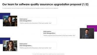 Our Team For Software Quality Assurance Upgradation Proposal