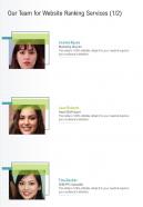 Our Team For Website Ranking Services One Pager Sample Example Document