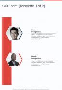 Our Team Investment Advisory One Pager Sample Example Document
