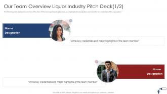 Our Team Overview Liquor Industry Pitch Deck Funding Pitch Deck For Liquor Industry