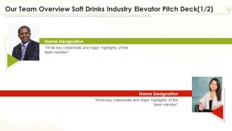 Our Team Overview Soft Drinks Industry Elevator Pitch Deck Designation Ppt Inspiration