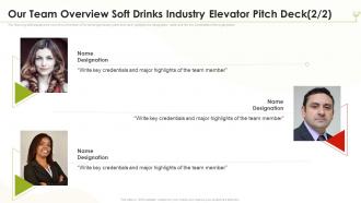 Our Team Overview Soft Drinks Industry Elevator Pitch Deck Ppt Graphics