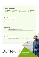 Our Team SEO Proposal One Pager Sample Example Document