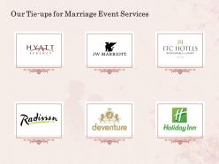 Our tie ups for marriage event services ppt powerpoint presentation information