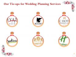 Our tie ups for wedding planning services ppt powerpoint presentation gallery maker