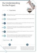 Our Understanding For The Project One Pager Sample Example Document