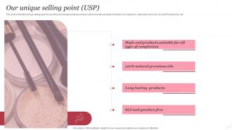 Our Unique Selling Point USP Beauty And Personal Care Company Profile