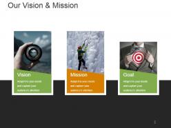 Our vision mission goals with three images ppt slides