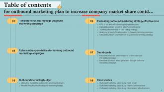 Outbound Marketing Plan To Increase Company Market Share MKT CD V Engaging Impressive