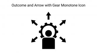 Outcome And Arrow With Gear Monotone Icon In Powerpoint Pptx Png And Editable Eps Format