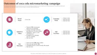 Outcomes Of Coca Cola Micromarketing Strategic Micromarketing Adoption Guide MKT SS V