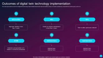 Outcomes Of Digital Twin Technology Implementation Digital Twin Technology IT