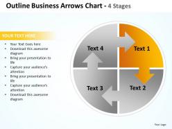 Outline business arrows in circular flow interconnected pie chart 4 stages powerpoint templates 0712