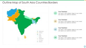 Outline map of south asia countries borders