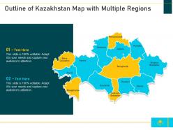 Outline of kazakhstan map with multiple regions