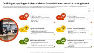 Outlining Supporting Activities Under Mcdonalds Human Resource Management