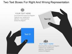 Ov two text boxes for right and wrong representation powerpoint template