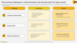 Overcoming Challenges In Communication And Security Plan For Large Events