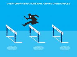 Overcoming objections man jumping over hurdles