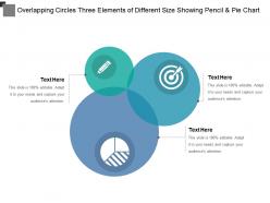 Overlapping circles three elements of different size showing pencil and pie chart