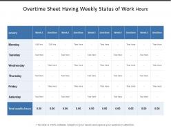 Overtime sheet having weekly status of work hours