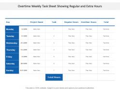 Overtime Weekly Task Sheet Showing Regular And Extra Hours
