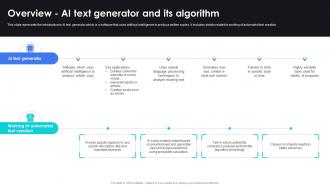 Overview AI Text Generator And Its Algorithm AI Content Generator Platform AI SS V