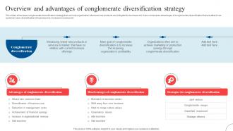 Overview And Advantages Of Conglomerate Strategic Diversification To Reduce Strategy SS V