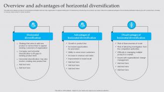 Overview And Advantages Of Horizontal Business Diversification Strategy To Generate Strategy SS V