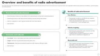 Overview And Benefits Of Radio Advertisement Digital And Traditional Marketing Strategies MKT SS V