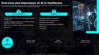 Overview And Importance Of AI In Healthcare Transforming Industries With AI ML And NLP Strategy