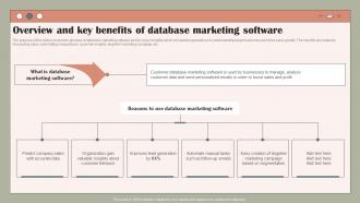 Overview And Key Benefits Of Database Using Customer Data To Improve MKT SS V