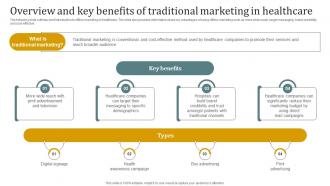 Overview And Key Benefits Of Traditional Marketing In Healthcare Promotional Plan Strategy SS V