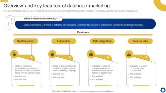 Overview And Key Features Of Database Marketing Creating Personalized Marketing Messages MKT SS V
