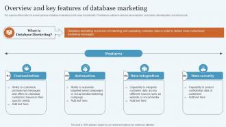 Overview And Key Features Of Database Marketing Practices To Increase MKT SS V