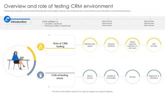 Overview And Role Of Testing CRM Sales CRM Unlocking Efficiency And Growth SA SS