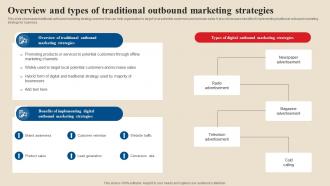Overview And Types Of Traditional Outbound Acquire Potential Customers MKT SS V