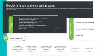 Overview For Social Enterprise Start Up Budget Step By Step Guide For Social Enterprise
