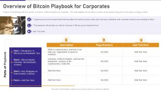 Overview Of Bitcoin Playbook For Corporates Ppt Infographics