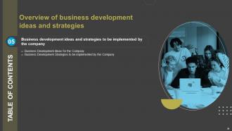 Overview Of Business Development Ideas And Strategies Powerpoint Presentation Slides V Idea Pre-designed