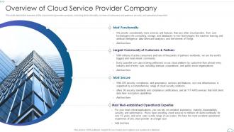 Overview Of Cloud Service Provider Company Cloud Computing Service Models