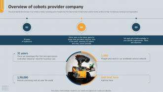 Overview Of Cobots Provider Company Cobots Enhancing Efficiency And Quality