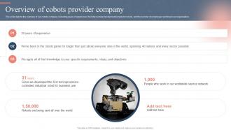 Overview Of Cobots Provider Company Ppt Powerpoint Presentation Gallery Smartart