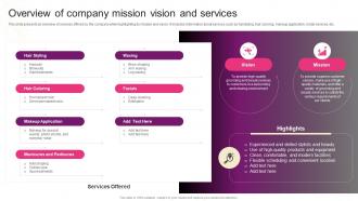 Overview Of Company Mission Vision And Services New Hair And Beauty Salon Marketing Strategy SS